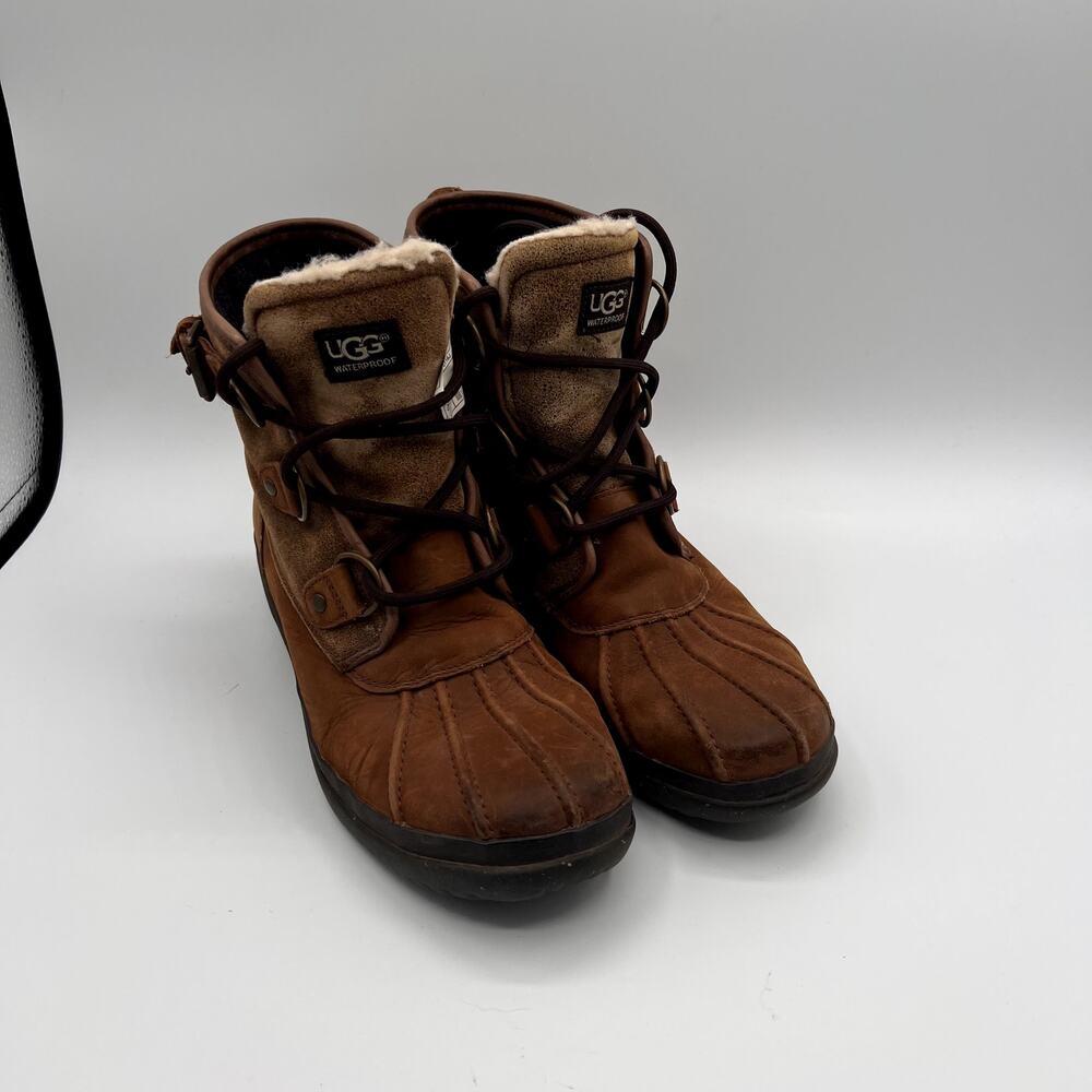 UGG Cecile Waterproof Leather Shearling Duck Womens Boots